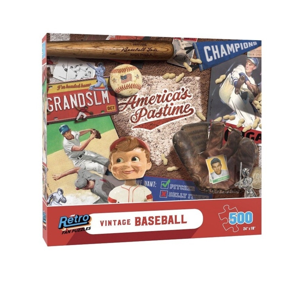 Retro Vintage Baseball American Puzzle 500 Pieces 24"x 18" Made in USA Sealed